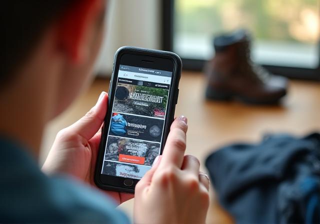 En person som bokar utrustning via sin telefon